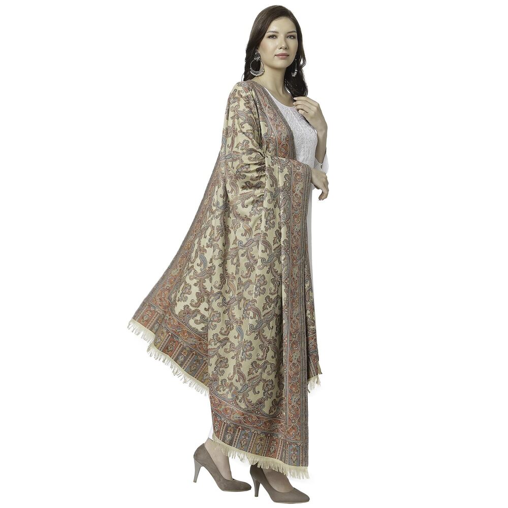 7427 Women's Pashmina Wool Blend Indian Handicraft Woven Shawls, Scarf